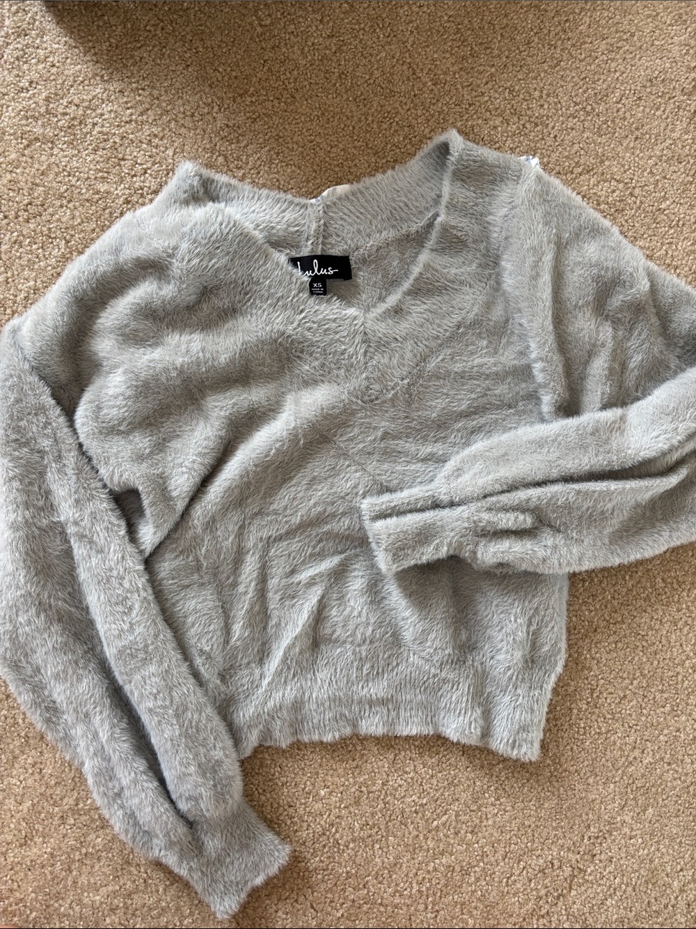 Lulu's Fuzzy V-Neck Sweater